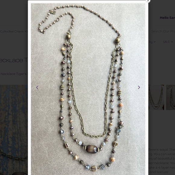 Bohemian “ Medina 2 “ Magnetic Adjustable Beaded Necklace Tigers Eye - Picture 7 of 7